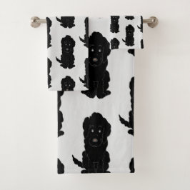 Black Goldendoodle Dog Design Badhandtuch Set