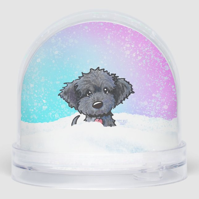 Black Goldendoodle Puppy  Schneekugeln (Rückseite)