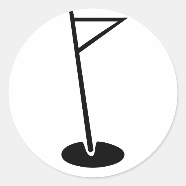Black Golf Hole Flag Runder Aufkleber (Vorderseite)