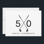 Black Golf Simple 50. Geburtstagsparty Einladung<br><div class="desc">Fünfzig. Einladung zum 50. Geburtstag. Datum,  Ort,  UAWG. Schwarz und Weiß. Einfach. Golf.</div>