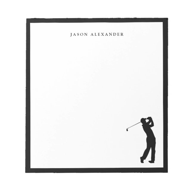 Black Golfer Silhouette Personalized  Notizblock (Vorderseite)