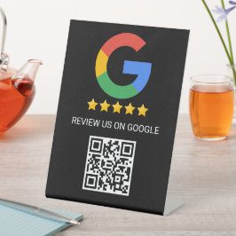 Black Google Review QR Code Pedestal Sign Sockelschild