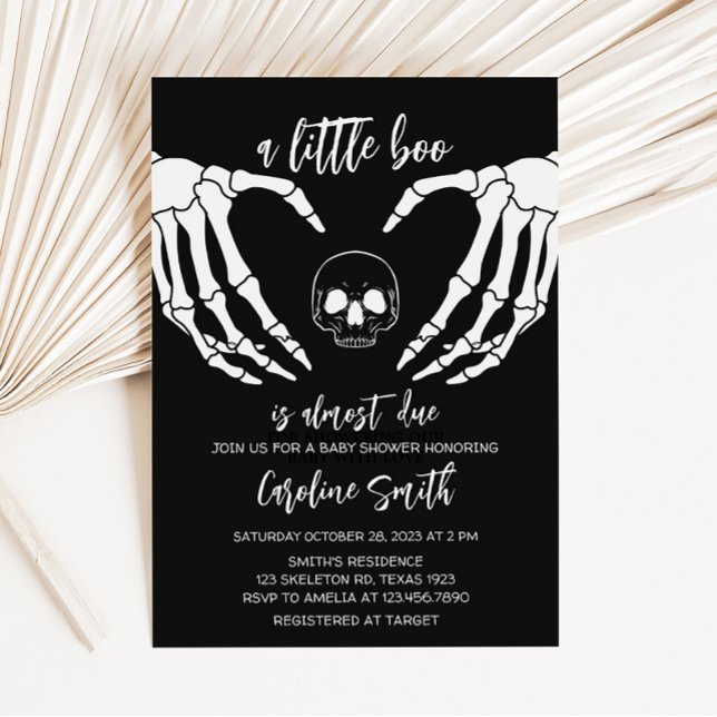 Black Gothic Baby Dusche Einladung (Skeleton Baby Shower Invitation)