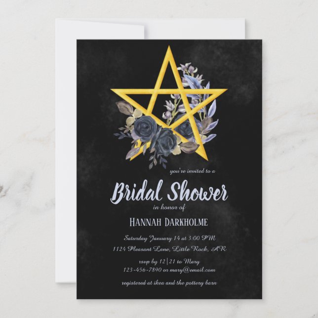 Black Gothic Bridal | Wiccan Blumendusche Einladun Einladung (Vorderseite)
