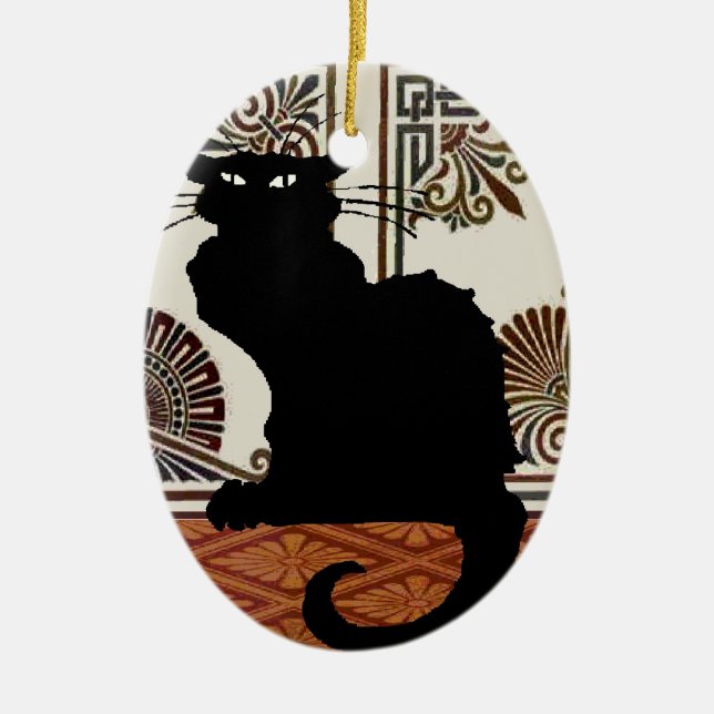 Black Gothic Cat Keramik Ornament (Vorne)