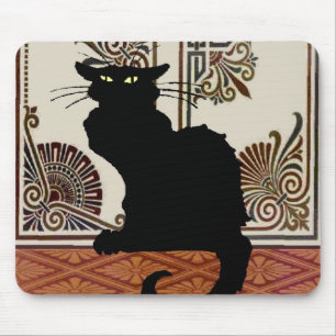 Black Gothic Cat Style Design, Chat Noir Mousepad