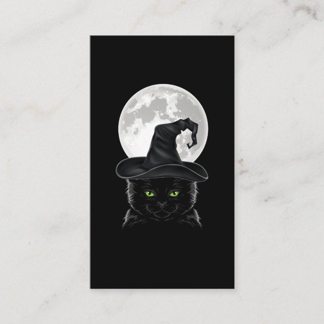 Black Gothic Cat Witch Hat Moon Pastel Goth Visitenkarte (Vorderseite)