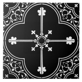 Black Gothic Clover Cross Vintage Antique Fliese
