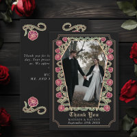 Black Gothic Coffin Rose Hochzeit Danke Karte
