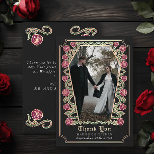 Black Gothic Coffin Rose Hochzeit Danke Karte
