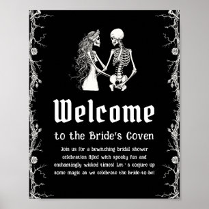 Black Gothic Halloween Brautparty Begrüßungszeiche Poster