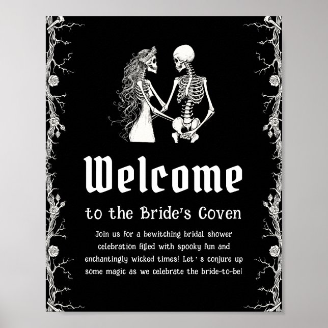 Black Gothic Halloween Brautparty Begrüßungszeiche Poster (Vorne)