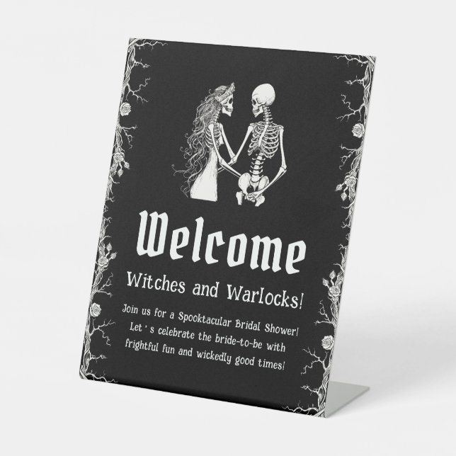 Black Gothic Halloween Brautparty Begrüßungszeiche Sockelschild (Vorderseite)