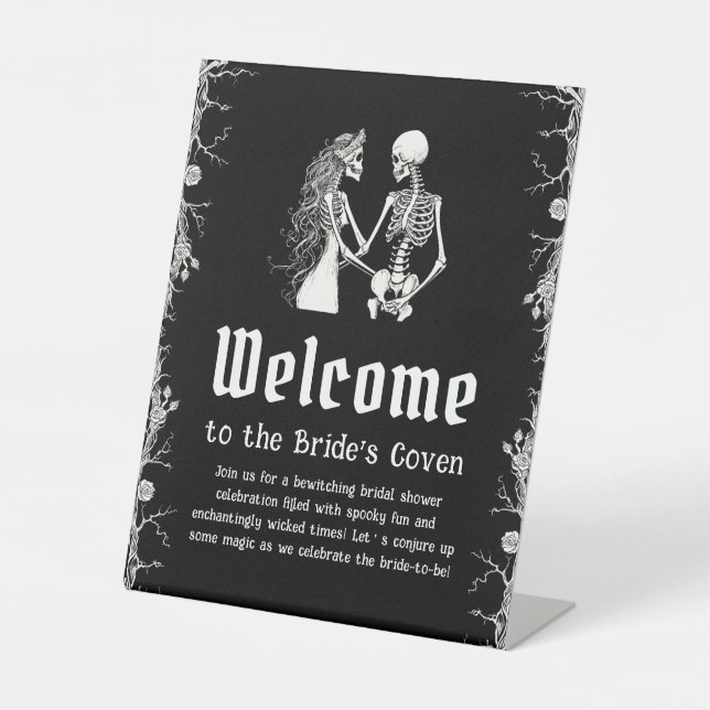 Black Gothic Halloween Brautparty Begrüßungszeiche Sockelschild (Vorderseite)