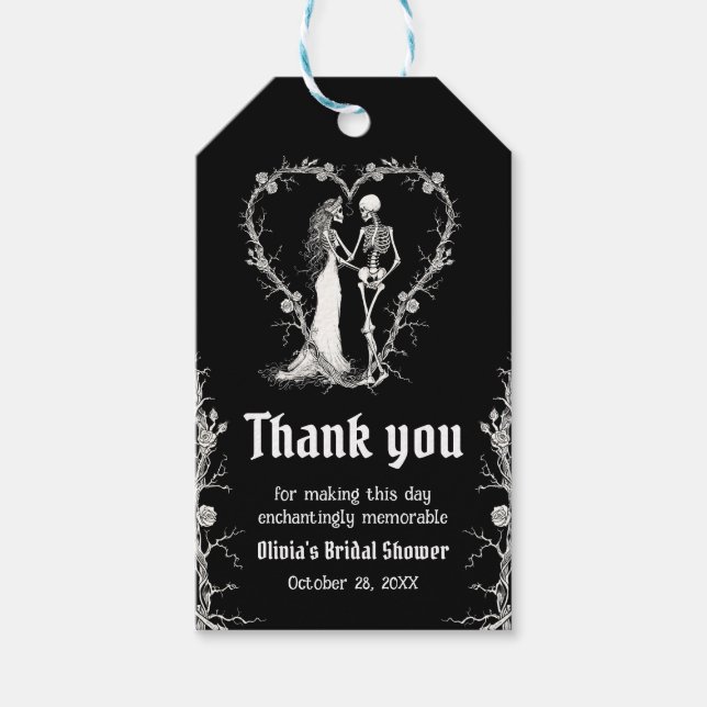 Black Gothic Halloween Skeleton-Brautparty Geschenkanhänger (Vorderseite)