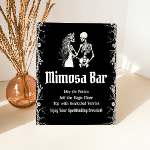 Black Gothic Halloween Skeleton Mimosa Bar Sign Sockelschild