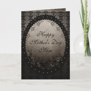 Black Gothic Lace & Damask Mutter Day Card Karte