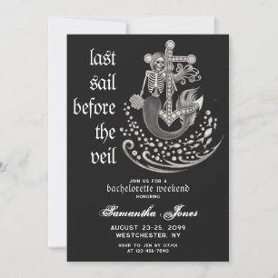 Black Gothic Mermaid Last Sail Veil Bachelorette Einladung