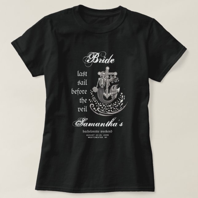 Black Gothic Mermaid Letztes Segel-Junggeselinnen- T-Shirt (Design vorne)