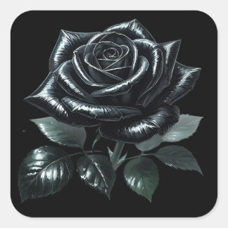 Black Gothic Rose Quadratischer Aufkleber