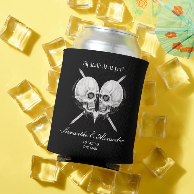 Black Gothic Skeleton Skull Heart Wedding Dosenkühler (In Situ Sommer)
