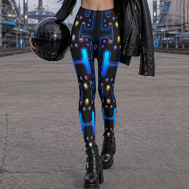 Black Gothic Space Girl Mechanischer Android-Robot Leggings