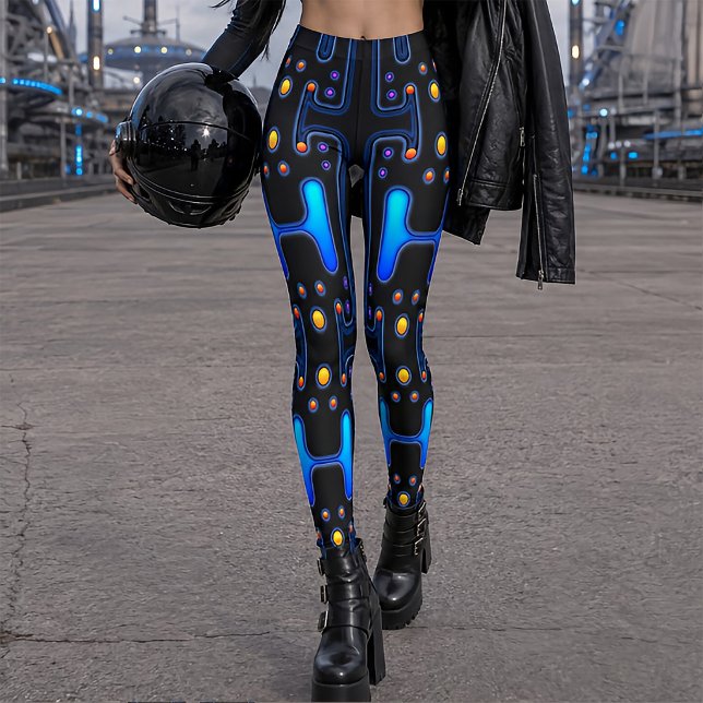 Black Gothic Space Girl Mechanischer Android-Robot Leggings (Von Creator hochgeladen)