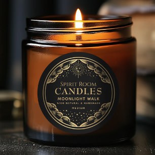 Black Gothic Tarot Mond Bearbeitbares Kerzenetiket Runder Aufkleber