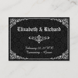 Black Gothic Viktorianisch Damask Hochzeitsszenari Platzkarte