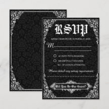 Black Gothic Viktorianisch Damask Wedding RSVP Car