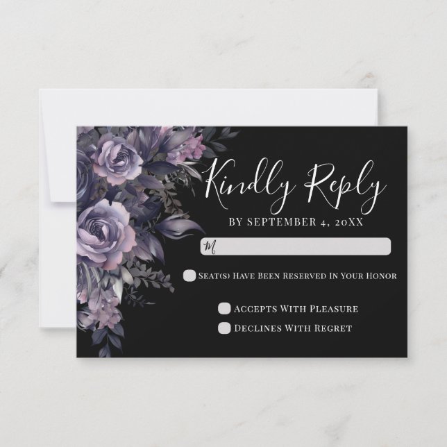 Black Gothic Wedding RSVP Card (Vorderseite)