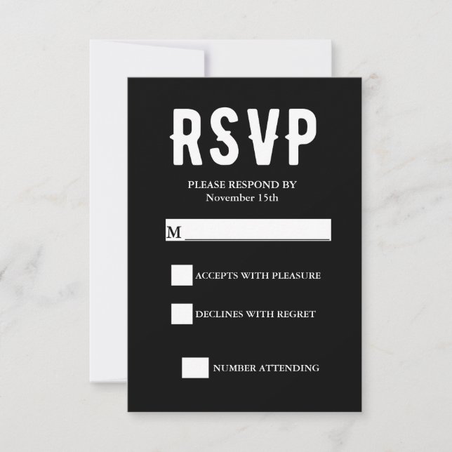 Black Gothic Wedding RSVP Card (Vorderseite)