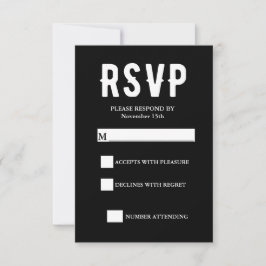Black Gothic Wedding RSVP Card Karte