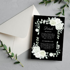 Black Gothic White Roses Wedding Card Einladung