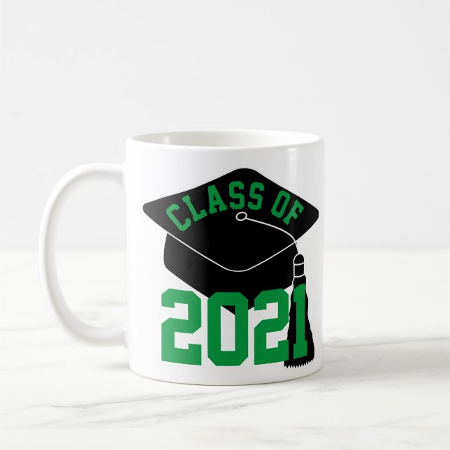 Black Grad Cap Green Class von 2024 Tasse (Links)