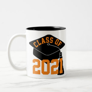 Black Grad Cap Orange Klasse 2024 Zweifarbige Tasse