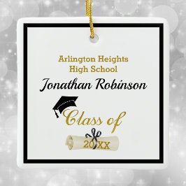 Black Grad Cap und Diploma Keramik Ornament