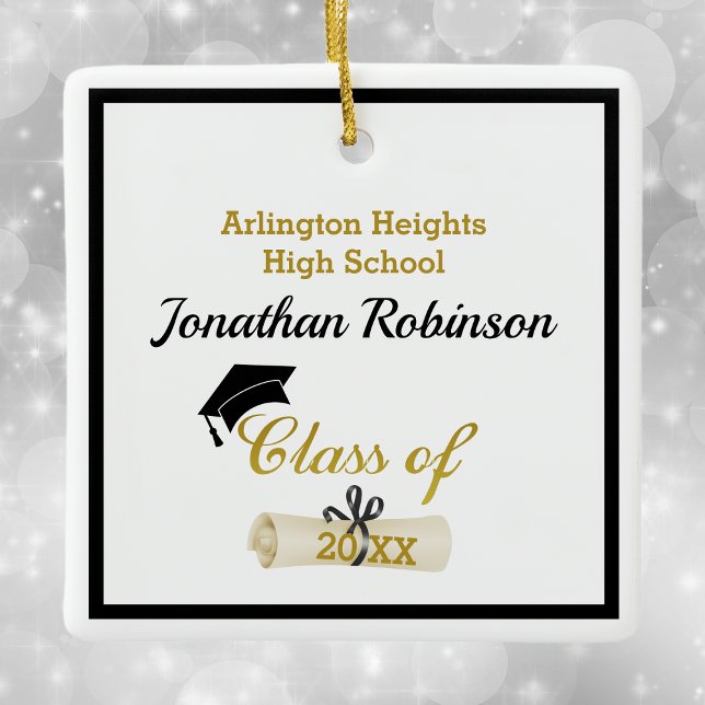 Black Grad Cap und Diploma Keramik Ornament (Von Creator hochgeladen)