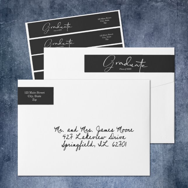 Black Graduate (Black Graduate Wrap Around Return Address Labels)