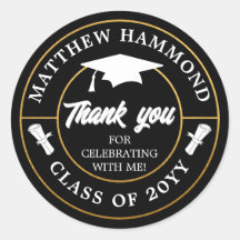 Black Graduating Class Thank You Grad Cap
