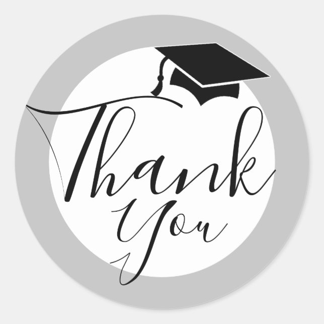 Black Graduation Cap | Abschluss Vielen Dank Runder Aufkleber (Vorderseite)