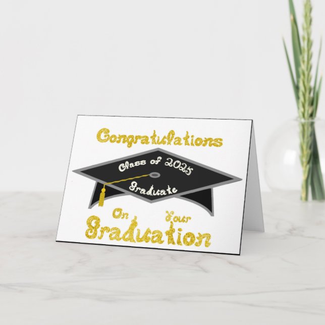 Black Graduation Cap Class 2025 Graduate Hat / Karte (Vorderseite)