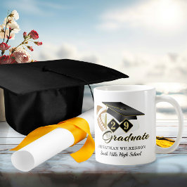 Black Graduation Cap Football Personalisiert Kaffeetasse