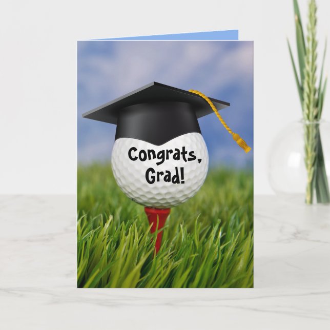Black Graduation Cap on Golf Ball Karte (Vorderseite)