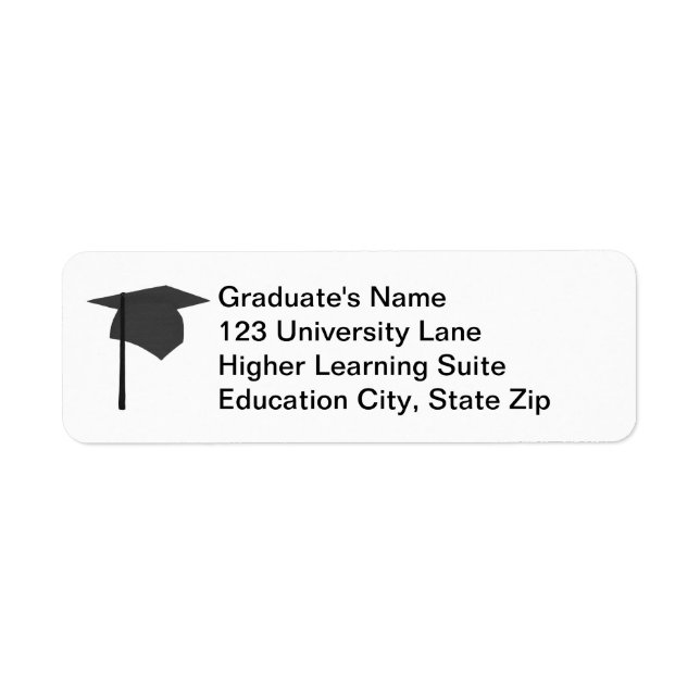 Black Graduation Cap, Tassel-Rücksendeadressen-Auf (Vorne)