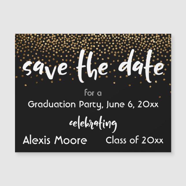 Black Graduation Party Enregistrer la date Carte m (Devant)