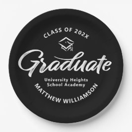 Black Graduation White Bold Retro Script Cap Icon Pappteller