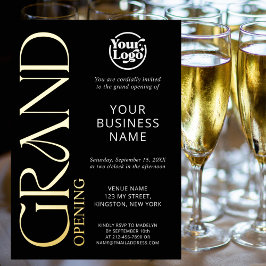 Black Grand Opening Business Logo Modern Folieneinladung