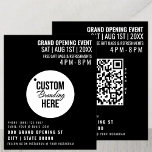 Black Grand Opening Flyer Business Logo & QR Code<br><div class="desc">Diese einfache Vorlage erlaubt es Ihnen, diesen schwarzen großen öffnenden Flyer einfach anzupassen! Personalisieren Sie sich einfach mit eigenem Text, Kontaktdaten und Informationen zu sozialen Medien. Als Nächstes ersetzen Sie das Standard-Logo durch Ihr eigenes Branding. Vergessen Sie nicht den QR-Code! Fügen Sie die URL Ihrer Firmenwebsite zum QR-Code hinzu. Wenn...</div>