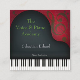 Black Grand Piano Artistic Musician Quadratische Visitenkarte